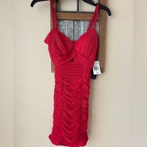 Elegant Red Ruched Dress